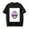 Милая Мультяшная Футболка с Принтом Фиолетовых Волос Унисекс Повседневная Свободная Футболка с Круглым Вырезом Модная Футболка с Графическим Принтом Футболка из Чистого Хлопка