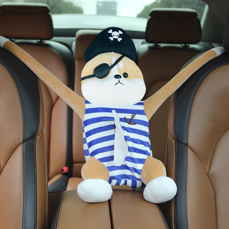Мультяшный плюшевый автомобильный держатель для салфеток на подлокотник: Милый подвесной диспенсер для бумаги и украшение интерьера