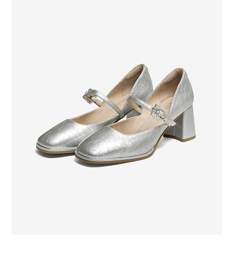 TATA/He She 2026 Spring Shopping Mall Same Style Shallow Mouth Women's Casual Versatile High Heels Mary Jane Shoes