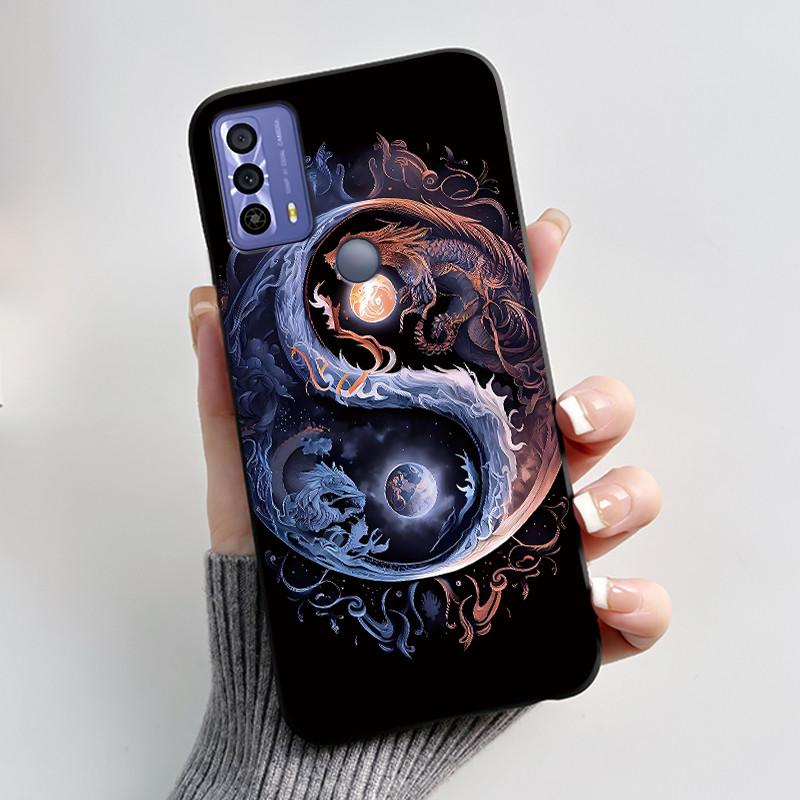 New Design Case For TCL 20B (6159K) Fashionable Black Love Pattern Shockproof Protective Cover Soft Silicone Black Case