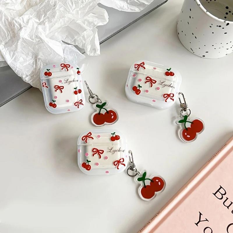 Милый Роскошный Кристальный Подвесок-Вишенка Для Apple AirPods 4 3 2 1 Чехол для Bluetooth-наушников Для Airpods Pro Мягкий Чехол Защитный Чехол