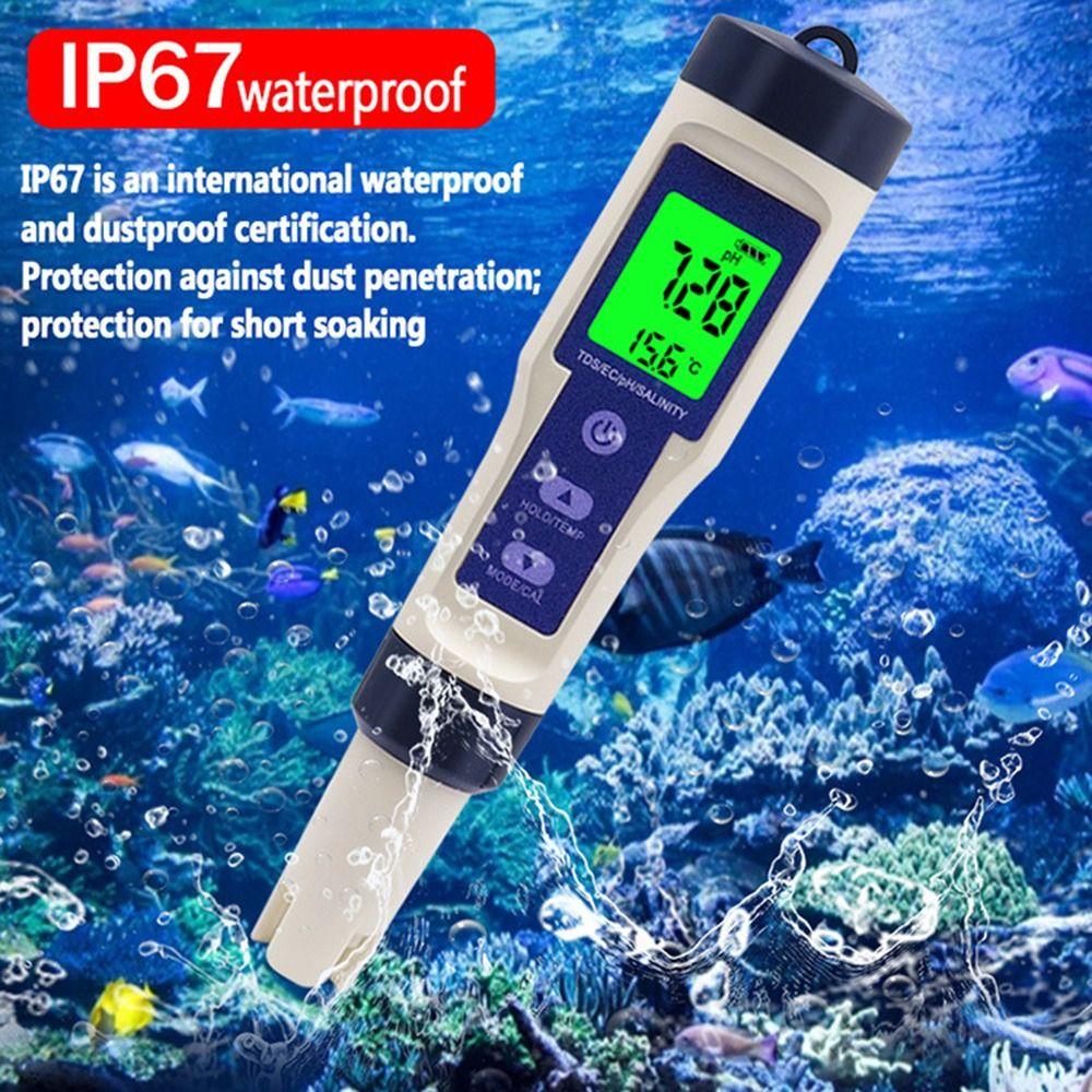 Large Backlit Screen Pool Salt Tester 5 In 1 TDS Water Quality Tester  Drinking Water