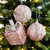 Sequined Pink Christmas Balls 8cm Xmas Tree Pendant Christmas Tree Hanging Ornament  Living Room