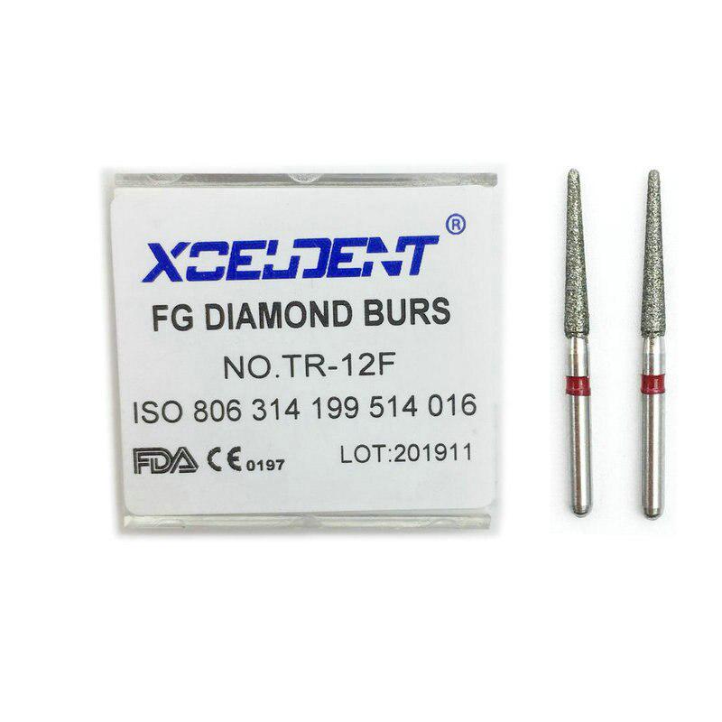 10 шт., стоматологические алмазные фрезы FG, высокоскоростные боры для полировки зубов, конические боры с круглым концом, полировщики TR-12F