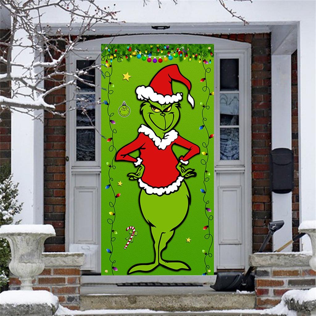 Рождественская дверная крышка, рождественские украшения двери, декор передней двери, праздничные рождественские вечерние атрибуты 78,7x35,4 дюйма