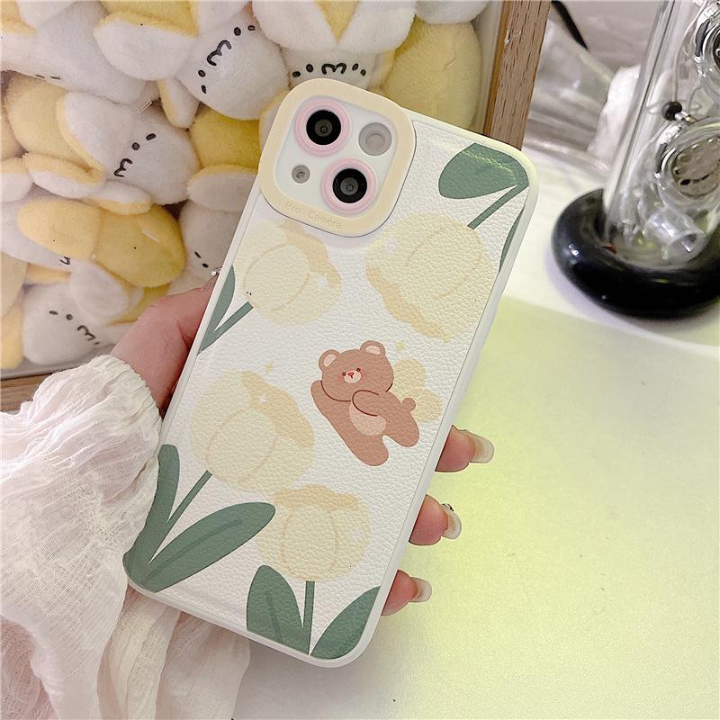 Zhitai Cartoon Bear Leather Case for iPhone 13 Pro Max/iPhone 12