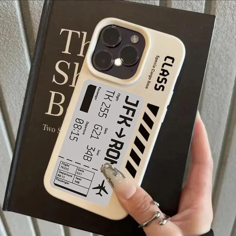 Дизайн авиабилета Чехол для телефона для iPhone 17 Pro Max 16 Plus 15 Pro 14 13 12 11 XR XS 17Air Личи Текстура Мягкий Чехол