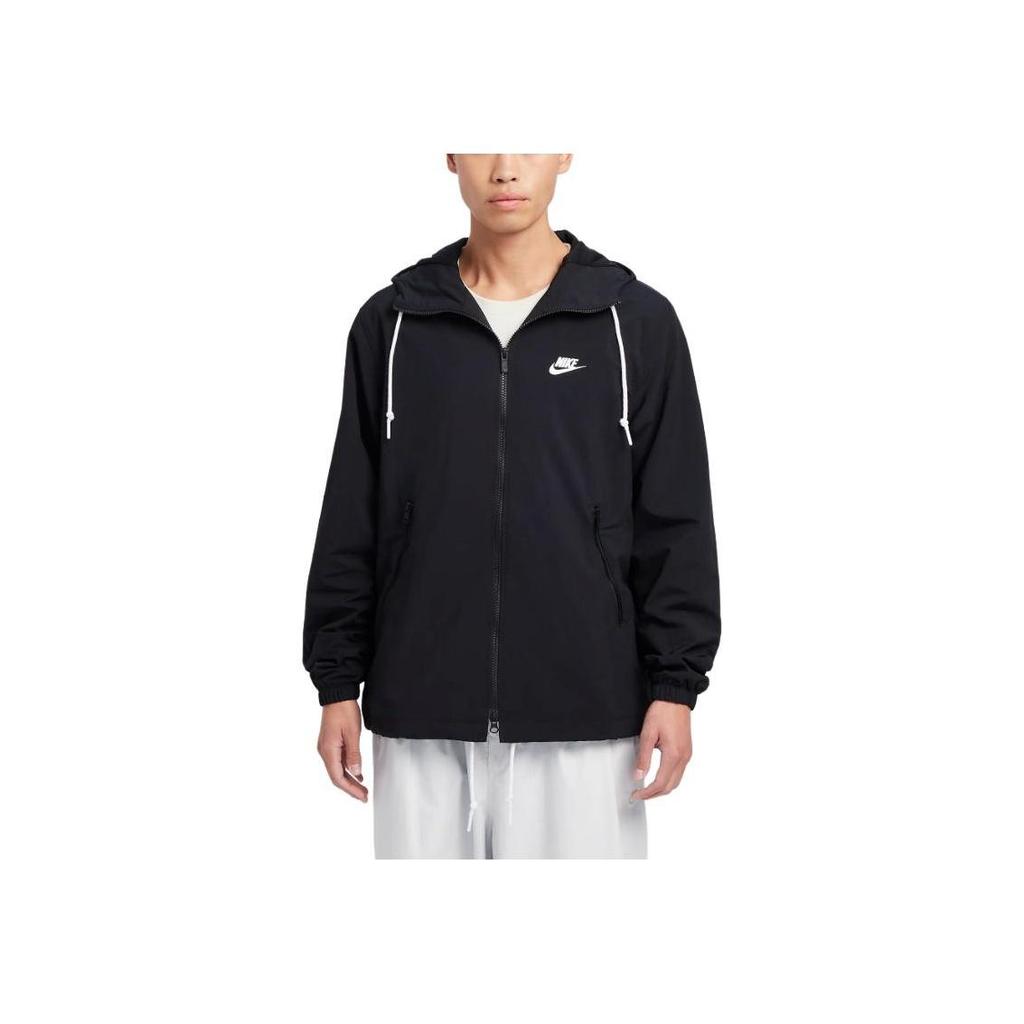 Nike Куртка Club Woven на молнии, удобная, дышащая, для мужчин, куртки, черно-белая, FB7398-010