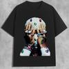 Y2K Trendy Cool Masked Headgear Gorgeous Cool Gem Ring Printing Versatile Trend Casual Fashion Round Neck Short Sleeve T-shirt