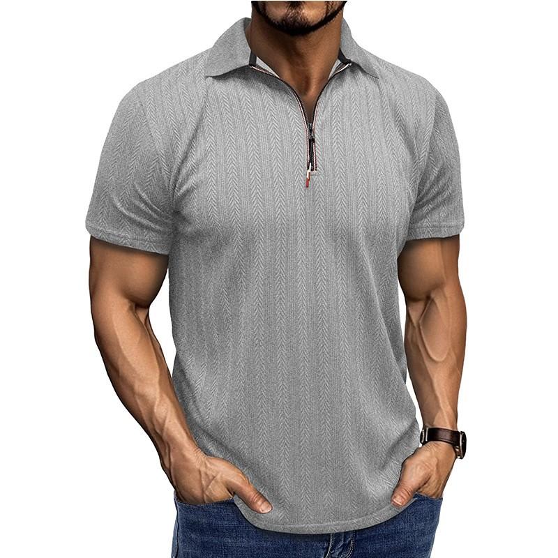 Men's Short Sleeved Knitted T-shirt Top With Round Neck Ribbed Pullover
