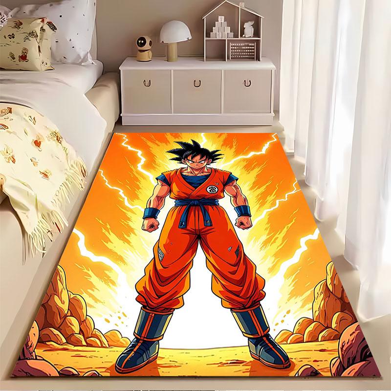 Heroic Character in Orange Outfit suitable as a non-slip mat for the living room or bedroom sofa