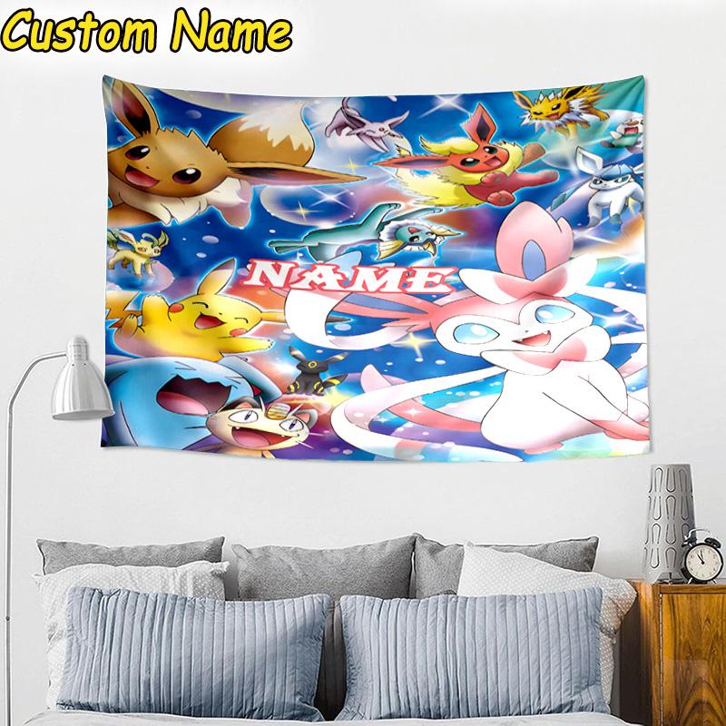 Custom Name Tapestry Pok-mon Tapestry Room Decoration Wall Hanging for Living Room Bedroom, dormitory, Birthday and Christmas gifts