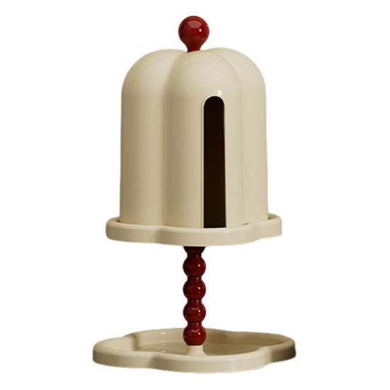 Retro Tissue Box Vintage Tissue Roll Holder Napkin Organizer Stand with Trinket Dish for Home Bedroom Living Room Dining Room Table