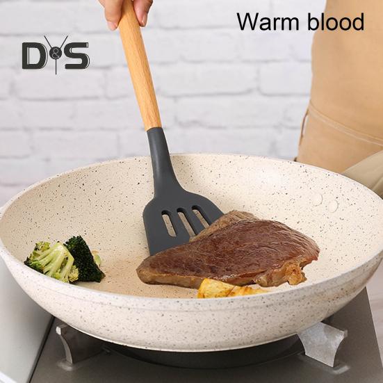 12 шт. силиконовый кухонный набор, лопатка, ложка, антипригарная жаропрочная кухонная утварь с деревянными ручками, ведро для хранения всей кухонной утвари