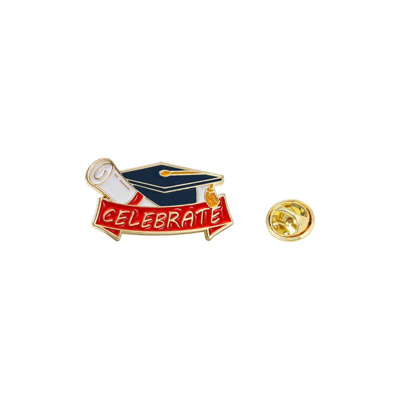 Original graduation season brooch, scholar hat, high school entrance examination, English alphabet schoolbag decoration, zinc dripping oil