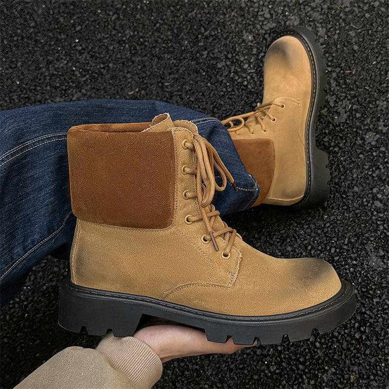 Повседневные ботинки Мартин мужские высокие короткие ботинки уродливые милые большеголовые ретро рабочие ботинки на толстой подошве британские ботинки-ревень 23369-J