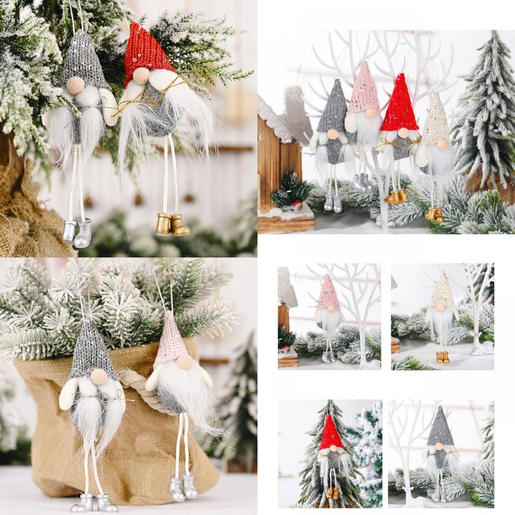 Creative Forest Elder Doll Christmas Decoration Sparkly No-face Hanging Ornament In Pink Gold Red And Gray