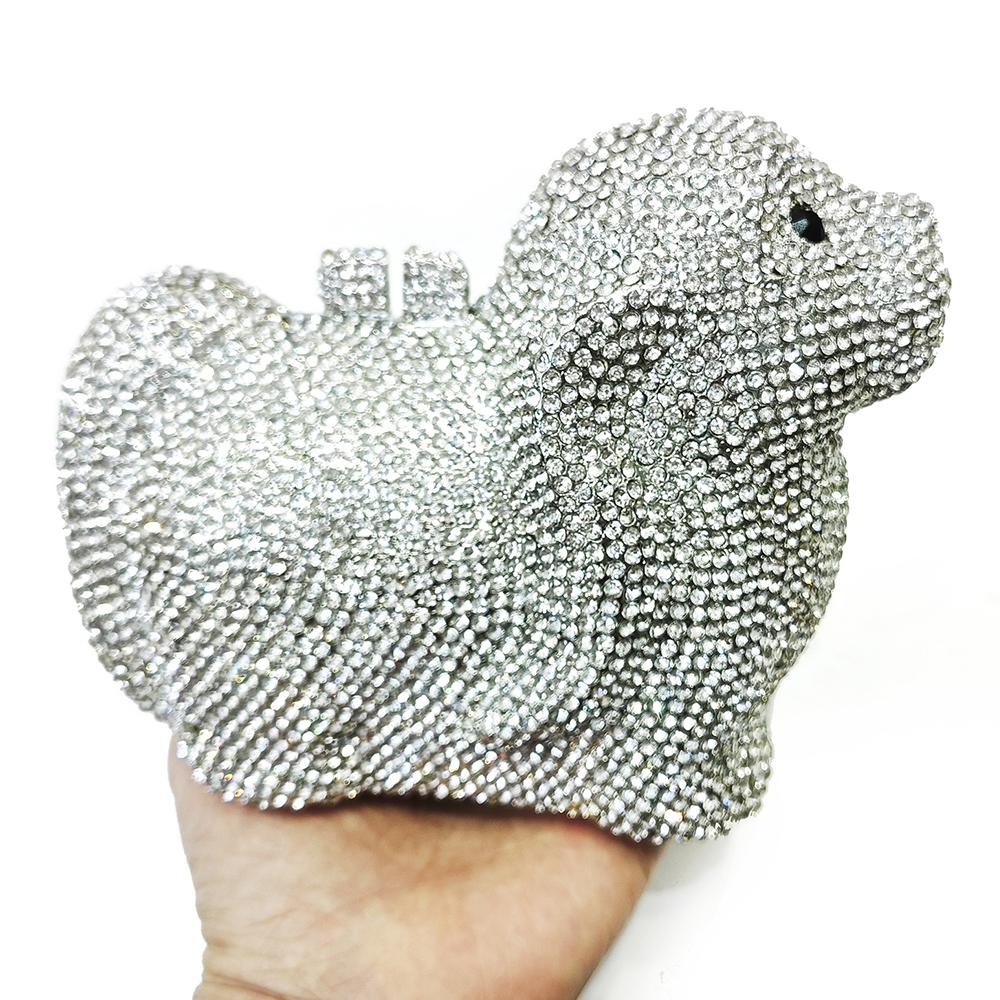 Puppy Diamond Evening Bag Dog Crystal Handbag Rhinestone Bags Wedding Bridal Purse Luxury Crystal Clutches Women Party Purses