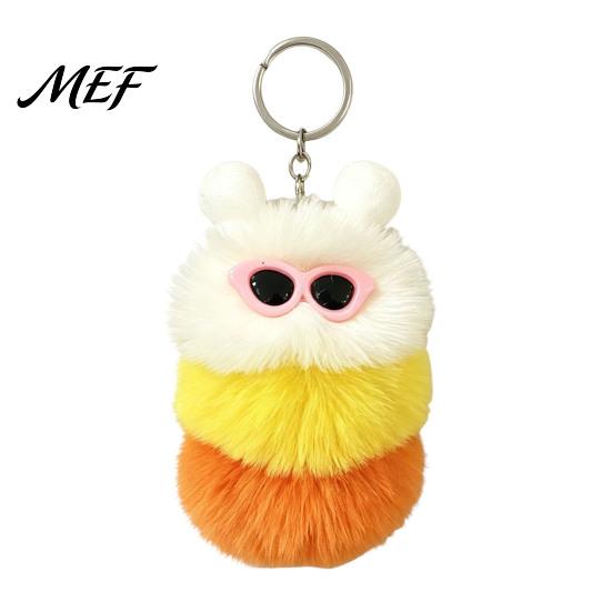 Soft Caterpillar Key Holder Plush Sunglasses Keychain, Backpack Purse Toy Keychain Bag Charm, Colorful Stuffed Keyring Pendant Charm