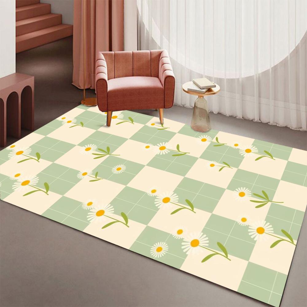 Kawaii  Plaid Print Area Rug Anti-slip Soft Indoor Floor Carpet Lovely Check Pattern Decor Mat for Playroom Living Room
