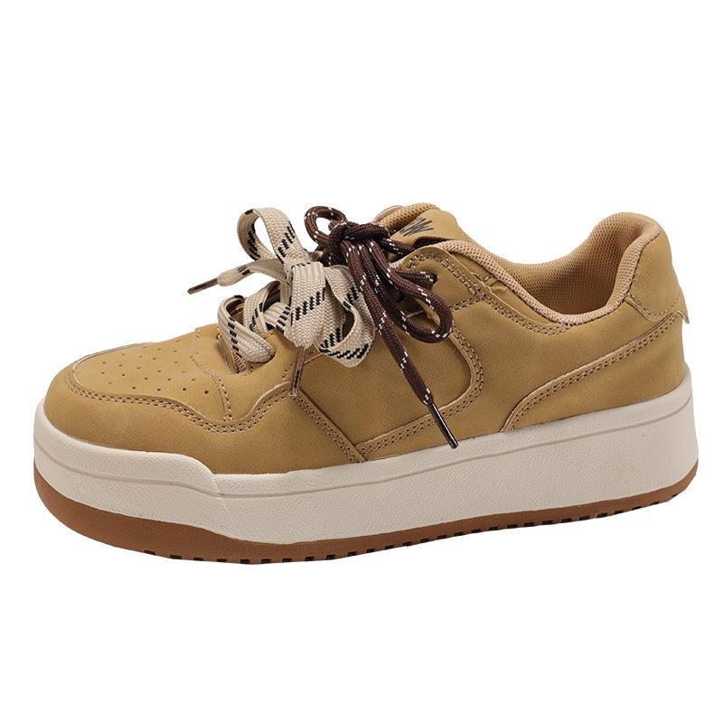 Fashion Casual Retro Versatile Thick Baseplate Shoes Women's 2025 New Spring and Autumn Lightweight Heightening Sports Little White Shoes