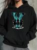 Women'S Polyester Hoodie with Western Horseback Design Black Color Lightweight and Durable Perfect for Casual Wear at Home or Rest