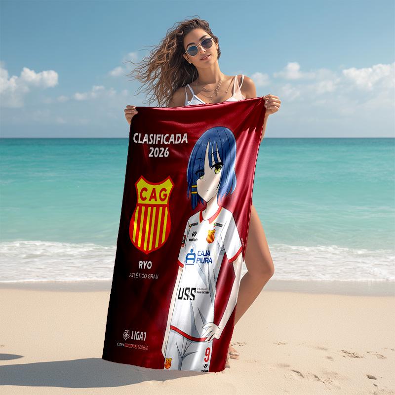 1pc Soccer Player Cartoon Quick Dry Microfiber Bath Towel for Swimming Surfing Camping Unisex Holiday. SJT7201129