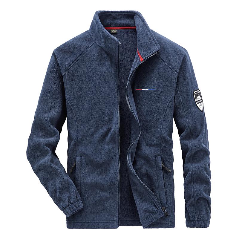 Весна и осень Новая мужская теплая толстая флисовая куртка без капюшона свободная куртка