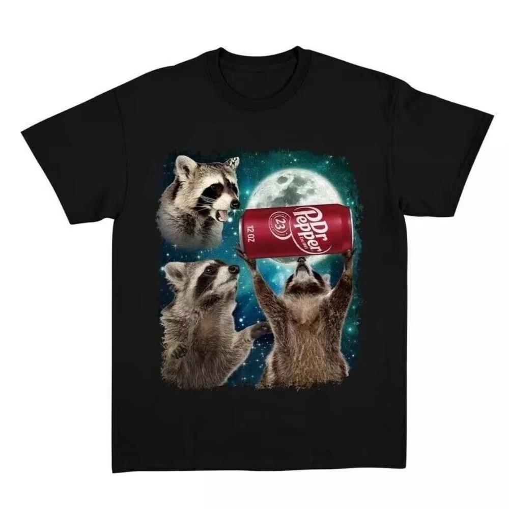 Funny Three Raccoons Meme T Shirt Aesthetic Unisex Short Sleeve Vintage Creative Graphic Usa Streetwear Casual Ladies Tops