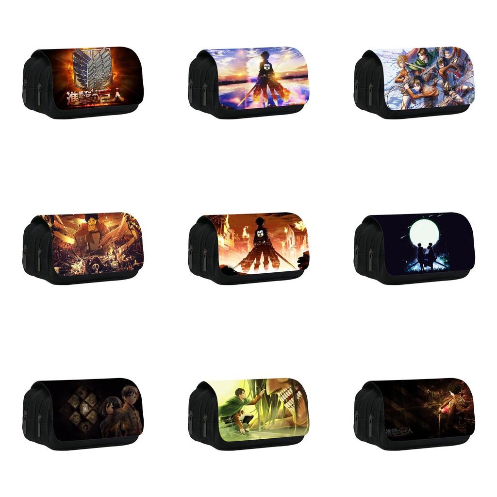 Атака Титанов Аниме Узор Двухслойная Обложка-Флип Сумка для Канцелярских Принадлежностей для Студентов и Коллекционеров