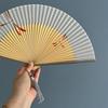Chinese Style Folding Hand Fan Bamboo Frame Women's Dance Fan Retro Handheld  Fan  Home Use