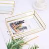 Nordic Retro Storage Tray Gold Rectangle Glass Makeup Organizer Dessert Plate Jewelry Display Home Kitchen Decor WF1015