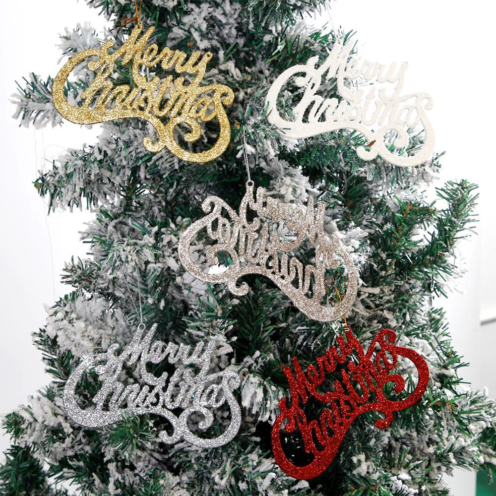 Christmas Luxurious Tree Decorations Stylish Glitter Letter Hanging Ornaments Celebrations For