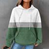 Women's Loose And Comfortable Color Blocked Printing Long Sleeved Hooded Sweatshirt