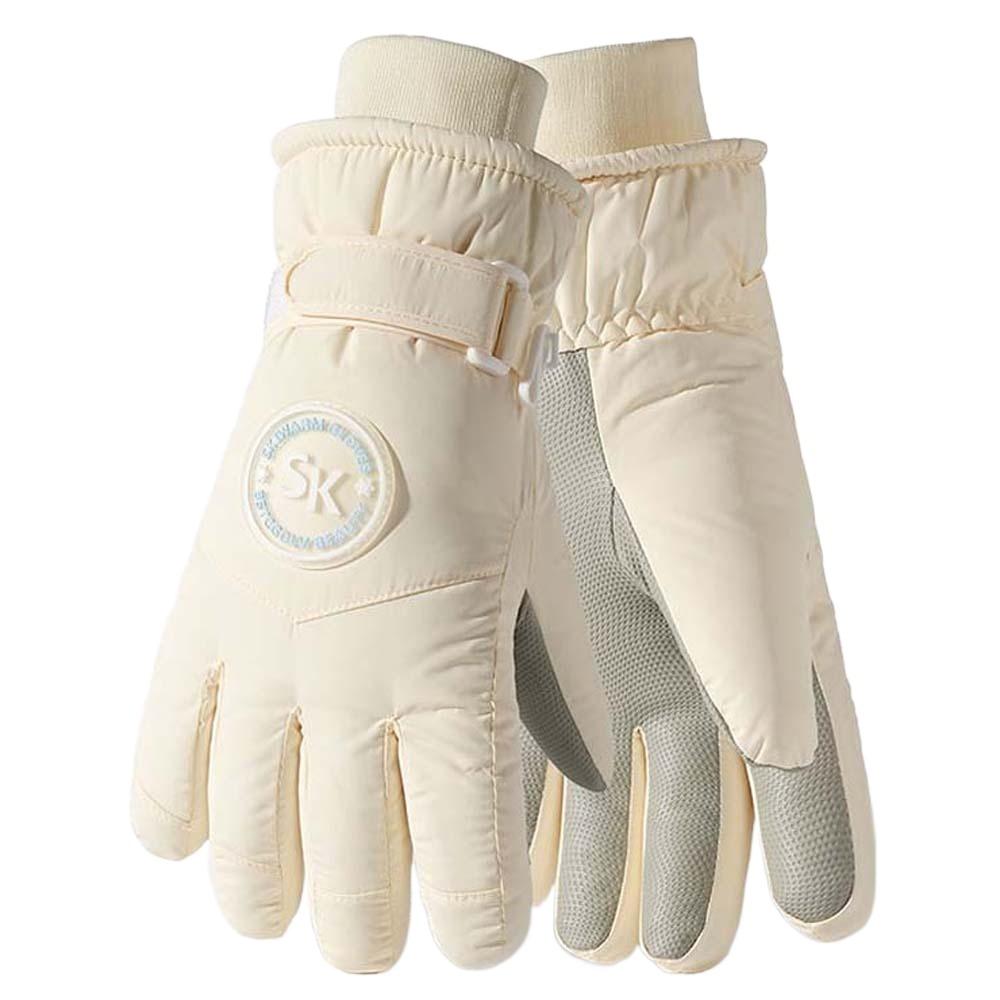 Oxford Cloth Plush Thickened Gloves Soft Anti-splash Water Ski Anti-cold Mittens Touch Screen Anti-slip Finger Mittens Women