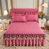 European Solid Color Washed Padded Bed Skirt Four-piece Set Lace Lace Princess Wind Bed Cover Non-slip Fixed Nordic