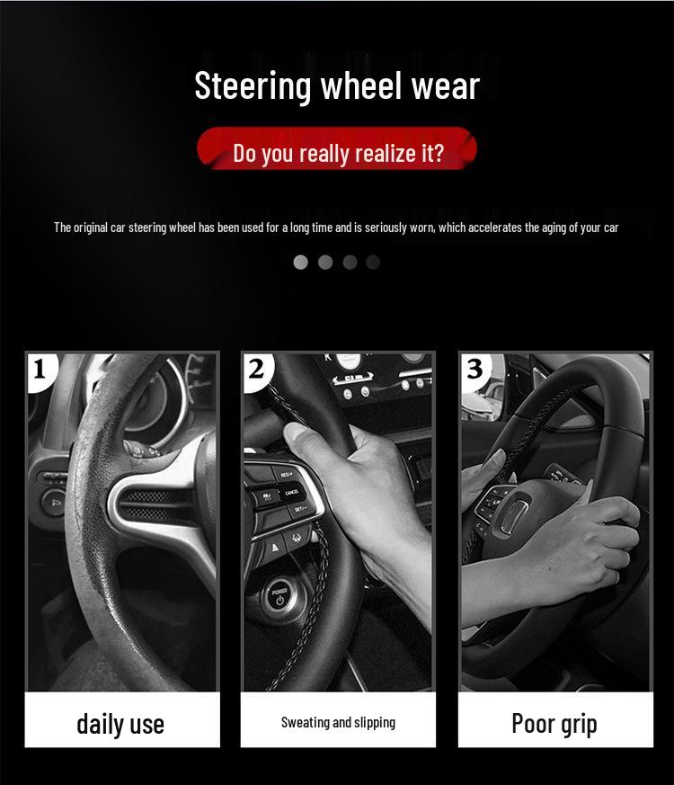 Genuine Leather Steering Wheel Cover for Wuling Hongguang Mini, Capgemini, Journey, Starlight, 730, Glory, and New Card Models.