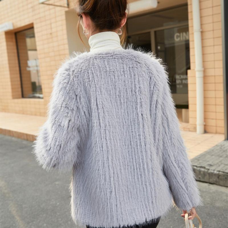 Зимнее новое стильное пальто из лисьего меха, цельное женское замшевое пальто с роговыми пуговицами, теплое пальто