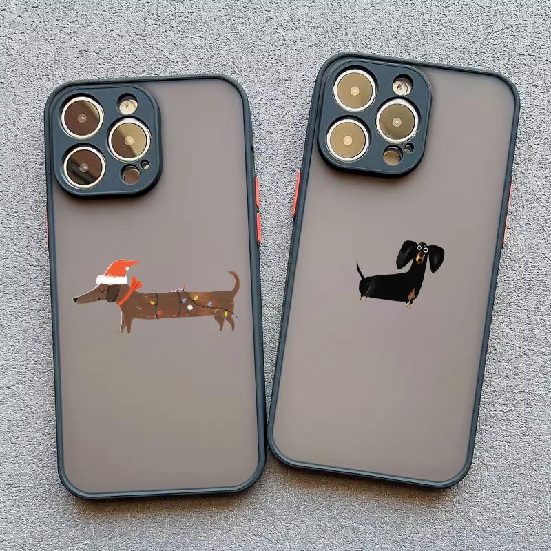 Милый чехол для телефона с рисунком таксы и бульдога для iPhone 17 Pro Max 16 Plus 15 14 13 12 11 XS XR 17Air Ударопрочный чехол