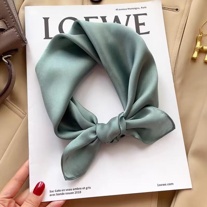 New Solid Colors Neckerchief Hijab Scarf For Women Silk Satin Headband Hair Scarves Female Square Shawls Head Scarfs For Ladies