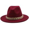 Women Men Woolen Fedora Hat With Leather Ribbon Gentleman Elegant Lady Winter Autumn Wide Brim Jazz Church Panama Sombrero Cap