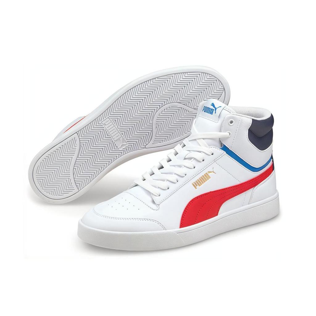 Puma Shuffle Mid White High Risk Red Unisex Sneakers Peacoat Team-Gold 380748-03