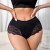 European and American Style Lace Breathable Mid-waist Plus Size Women's Underwear Mesh Seamless Comfortable Sexy Triangle Panties