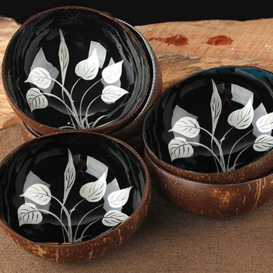 Листовой узор из натуральной скорлупы кокоса, чаша для хранения конфет, контейнер, украшение для дома