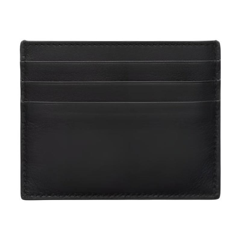 Prada Тисненый логотип шесть слотов для карт кожаный держатель для карт женский черный