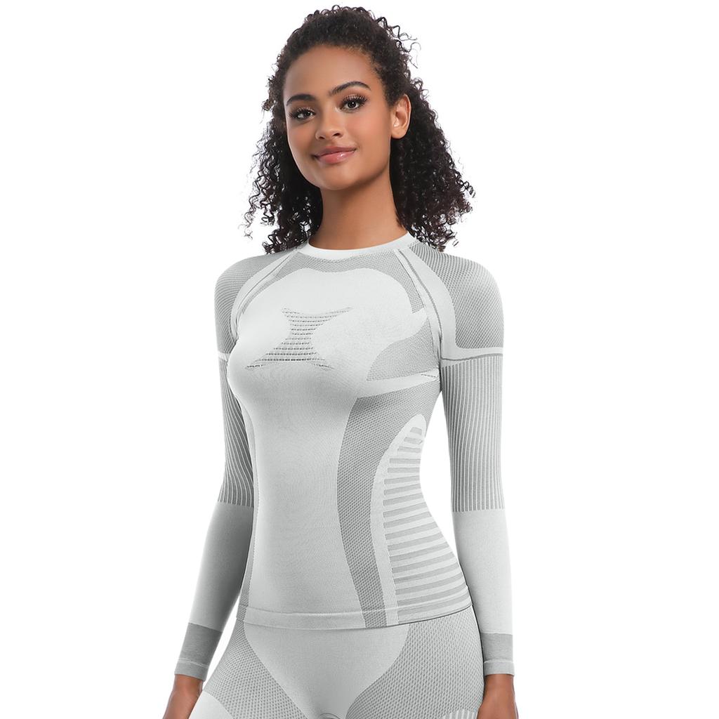 Nessaj Высокая эластичность бесшовная йога с длинным рукавом женская тренировка бег футболка однотонный фитнес-топ