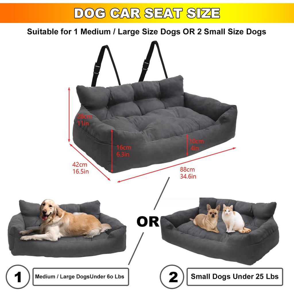 Car Seat for Dogs Adjustable Straps Comfortable and Safe Medium/Large Dogs Storage Bags Pet