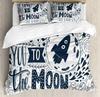 I Love You Duvet Cover Hand Drawn I Love You To The Moon and Back Words with Stars Celebration King Size Polyester Bedding Set