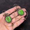 Медные зеленые бирюзовые серьги Медная проволока, обернутая ювелирными изделиями, драгоценный камень, серьги ручной работы, ювелирные изделия с камнем, подарок на годовщину, серьги из медной проволоки