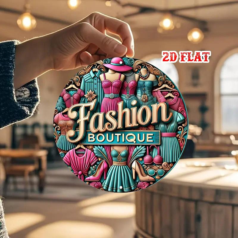 D Flat pc Fashion Aluminum Metal Tin Sign Clothing Round Aluminum Sign Shoes XRound Aluminum Sign Accessories